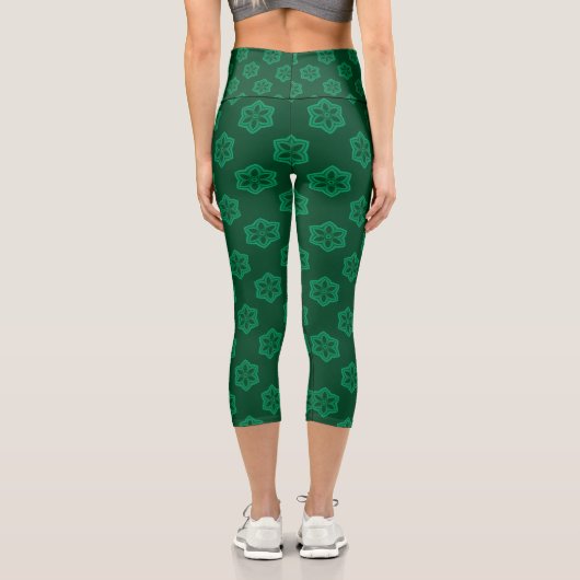 Leggings Capri Motif étoile Green Snowflake (Verso)