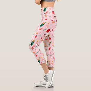 Leggings Capri Motif Festif des Mains de Vacances