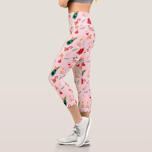 Leggings Capri Motif Festif des Mains de Vacances (Gauche)
