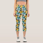 Leggings Capri Motif Feuille de la forêt tropicale tropicale (Recto)