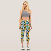 Leggings Capri Motif Feuille de la forêt tropicale tropicale (Recto)