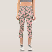 Leggings Capri Motif Feuille du jardin tropical (Recto)