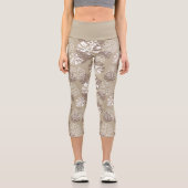 Leggings Capri Motif Feuille du Monstre Botanique Brown en latte  (Recto)