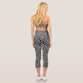 Leggings Capri Motif Feuille tombé noir sur gris (Verso)