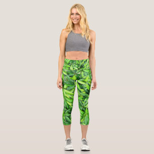 Leggings Capri Motif Feuille verdoyant - Nature Botanique