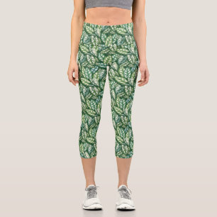 Leggings Capri Motif Feuille vert tropical