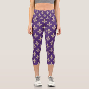 Leggings Capri Motif Fleur de Lis, Crème Royale Française sur Vio