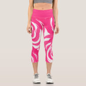 Leggings Capri Motif floral blanc rose rose Cool (Recto)