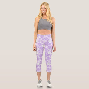 Leggings Capri Motif Floral Pastel LAVANDE