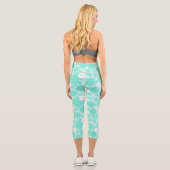 Leggings Capri Motif Floral Pastel MINT (Verso)