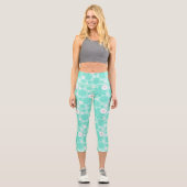 Leggings Capri Motif Floral Pastel MINT (Recto)