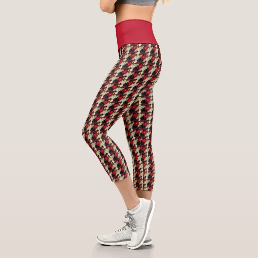 Leggings Capri Motif Floral Poinsettia Varié (Gauche)