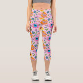Leggings Capri Motif floral rose de la rue Sésame (Recto)