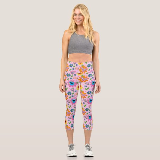 Leggings Capri Motif floral rose de la rue Sésame (Recto)