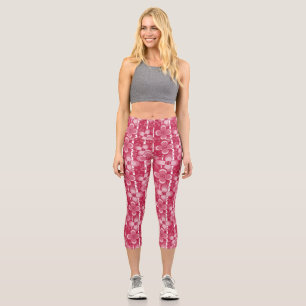 Leggings Capri Motif floral rouge et blanc