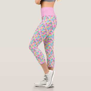 Leggings Capri Motif floral rustique multicolore sur fond blanc