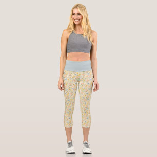 Leggings Capri Motif floral vintage coloré avec papillons