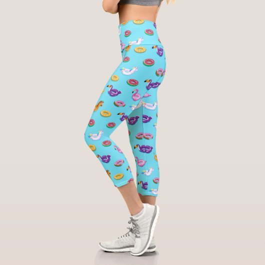 Leggings Capri Motif flottant de la piscine d'été (Gauche)