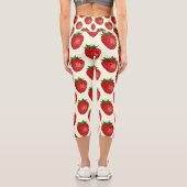 Leggings Capri Motif fraises, fraises rouges, fruits, feuilles (Verso)
