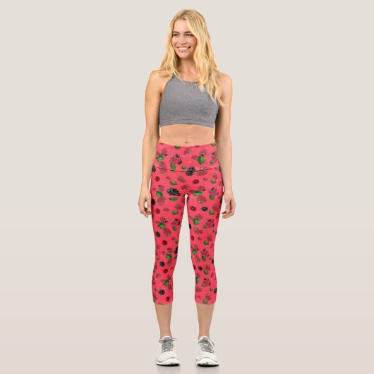 Leggings Capri Motif framboise (Recto)