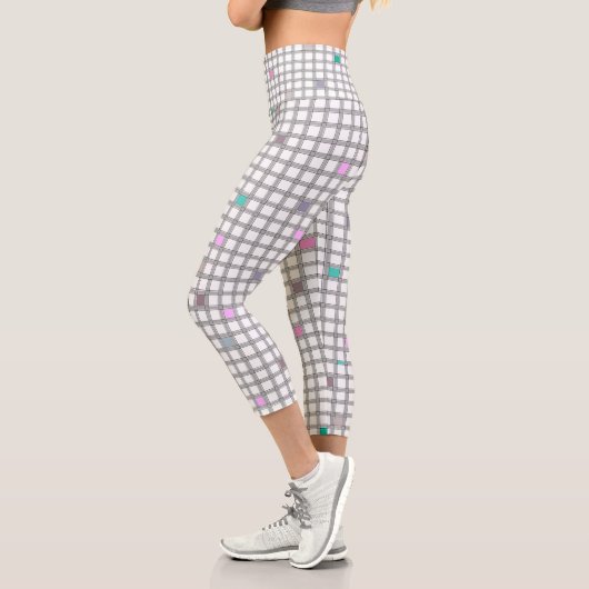 Leggings Capri Motif géométrique À damiers multicolore (Gauche)