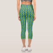 Leggings Capri Motif géométrique Abstrait rétro en bleu et vert (Verso)