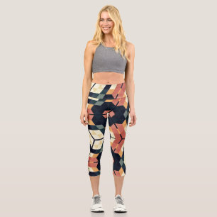 Leggings Capri Motif géométrique Carré Hexagon coloré
