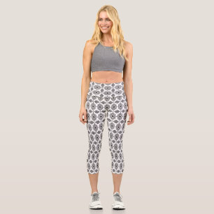 Leggings Capri Motif géométrique ikat noir et blanc