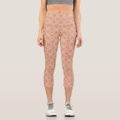 Leggings Capri Motif géométrique interversible rose et bleu rétro (Recto)