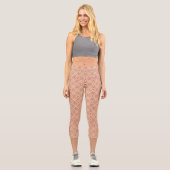 Leggings Capri Motif géométrique interversible rose et bleu rétro (Recto)