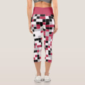 Leggings Capri Motif géométrique Magenta noir mignon (Verso)