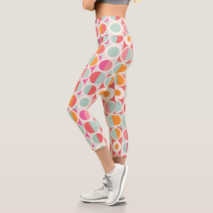 Leggings Capri Motif géométrique rose orange