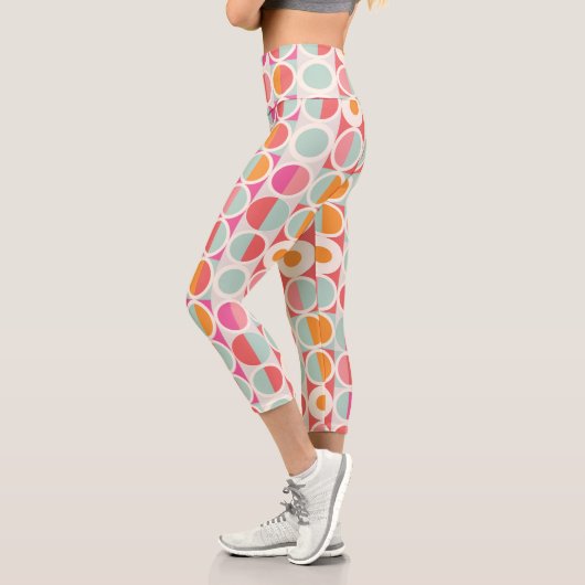 Leggings Capri Motif géométrique rose orange (Gauche)