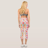 Leggings Capri Motif géométrique rose orange (Verso)