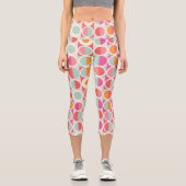 Leggings Capri Motif géométrique rose orange (Recto)