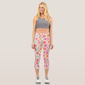 Leggings Capri Motif géométrique rose orange (Recto)