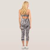 Leggings Capri Motif géométrique tribal noir et blanc chic (Verso)