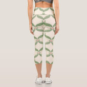 Leggings Capri Motif Grille Fleurs Feuilles simples (Verso)