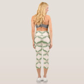 Leggings Capri Motif Grille Fleurs Feuilles simples (Verso)
