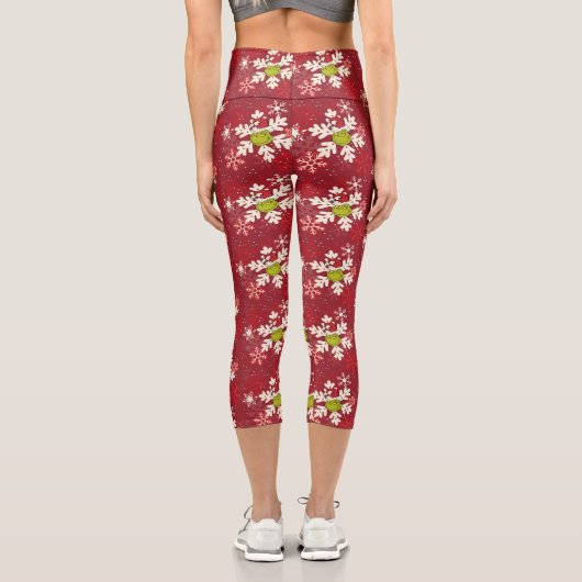 Leggings Capri Motif Grinch Red Snowflake (Verso)