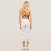 Leggings Capri Motif gris blanc feuille or marbre (Verso)