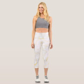 Leggings Capri Motif gris blanc feuille or marbre (Recto)