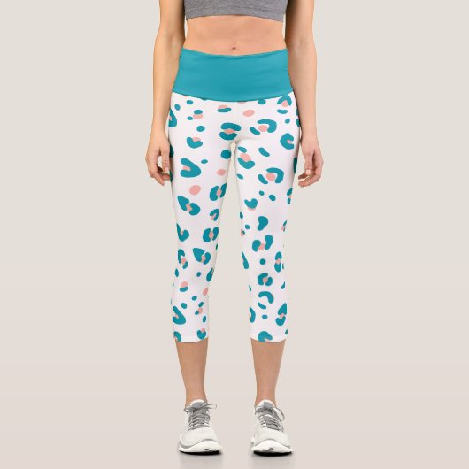 Leggings Capri Motif léopard bleu (Recto)