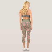 Leggings Capri Motif léopard moderne vert et rose (Verso)