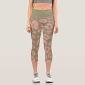 Leggings Capri Motif léopard moderne vert et rose (Recto)