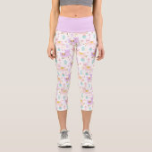 Leggings Capri Motif Llama Alpaca rose Et Violet (Recto)