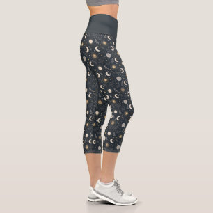 Leggings Capri Motif lunaire céleste mystique