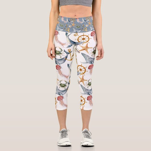 Leggings Capri Motif marin amusant (Recto)