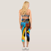 Leggings Capri Motif métallique bleu-or 33 (Verso)