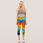 Leggings Capri Motif métallique bleu-or 33 (Recto)